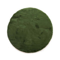 Tapeso Fluffy vloerkleed rond - Comfy Deluxe olijfgroen - 80 cm rond