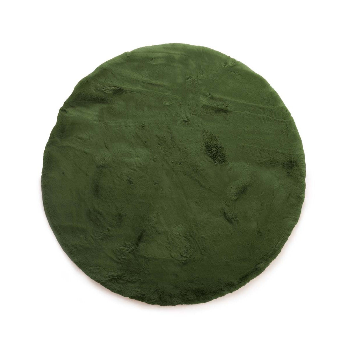 Tapeso Fluffy vloerkleed rond - Comfy Deluxe olijfgroen - 80 cm rond