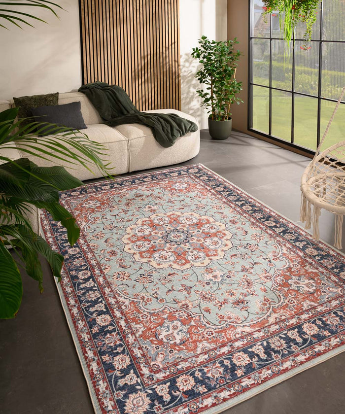 Heritaged Vintage buitenkleed - Valenca Nova saliegroen|rood - 160x230