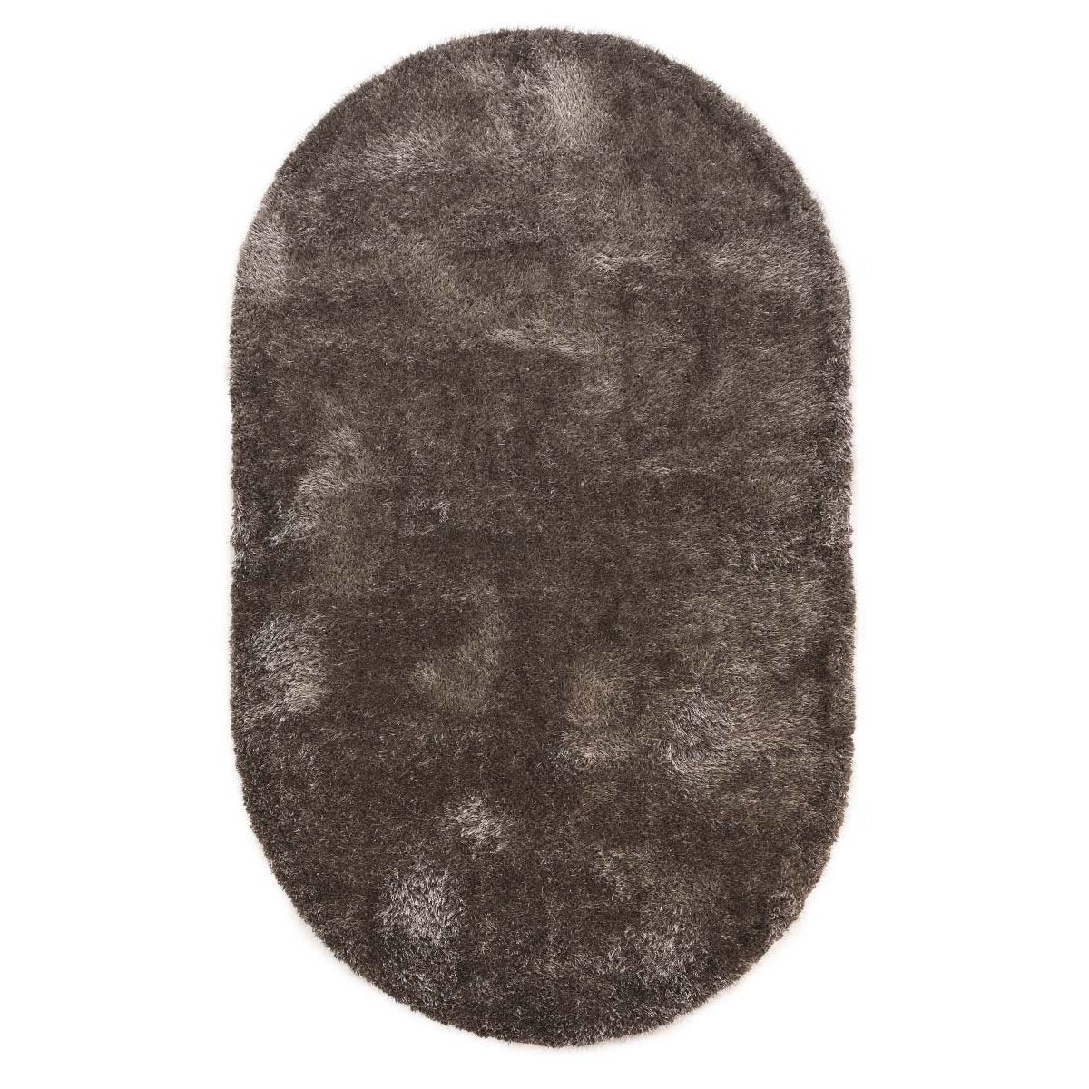 Tapeso Ovaal hoogpolig vloerkleed velvet - Posh grijs - 150x240 cm