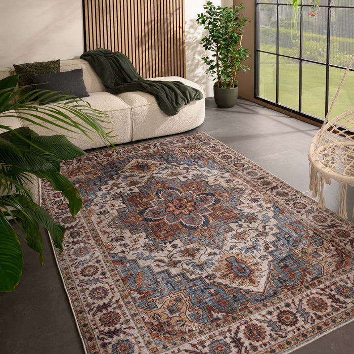 Heritaged Vintage buitenkleed - Valenca Brio beige|lichtblauw -
