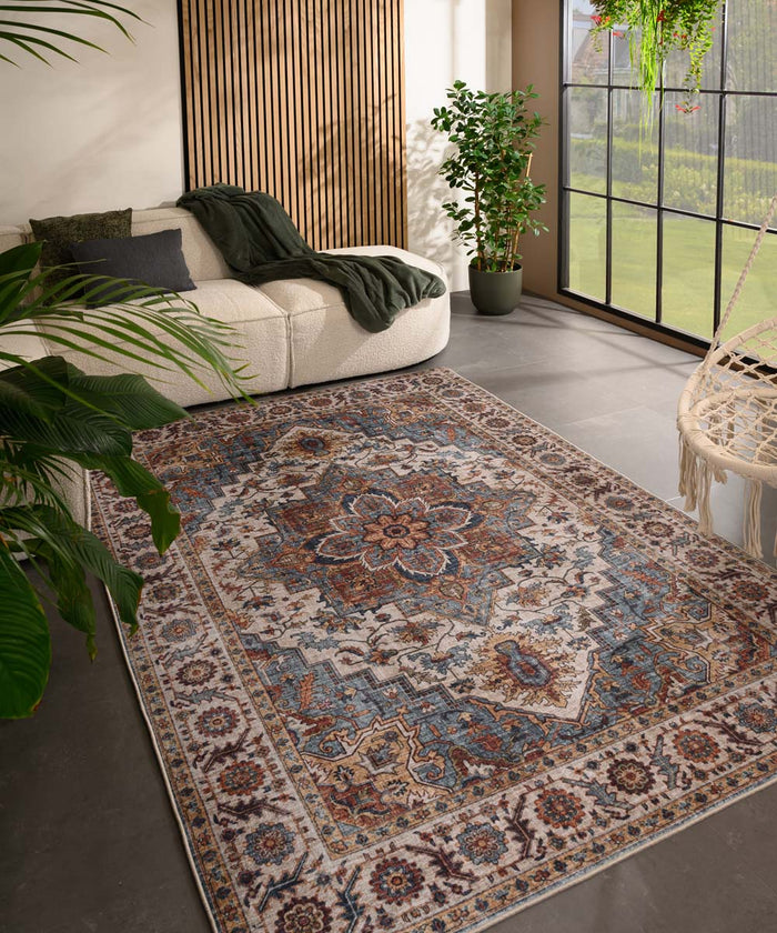 Heritaged Vintage buitenkleed - Valenca Brio beige|lichtblauw -