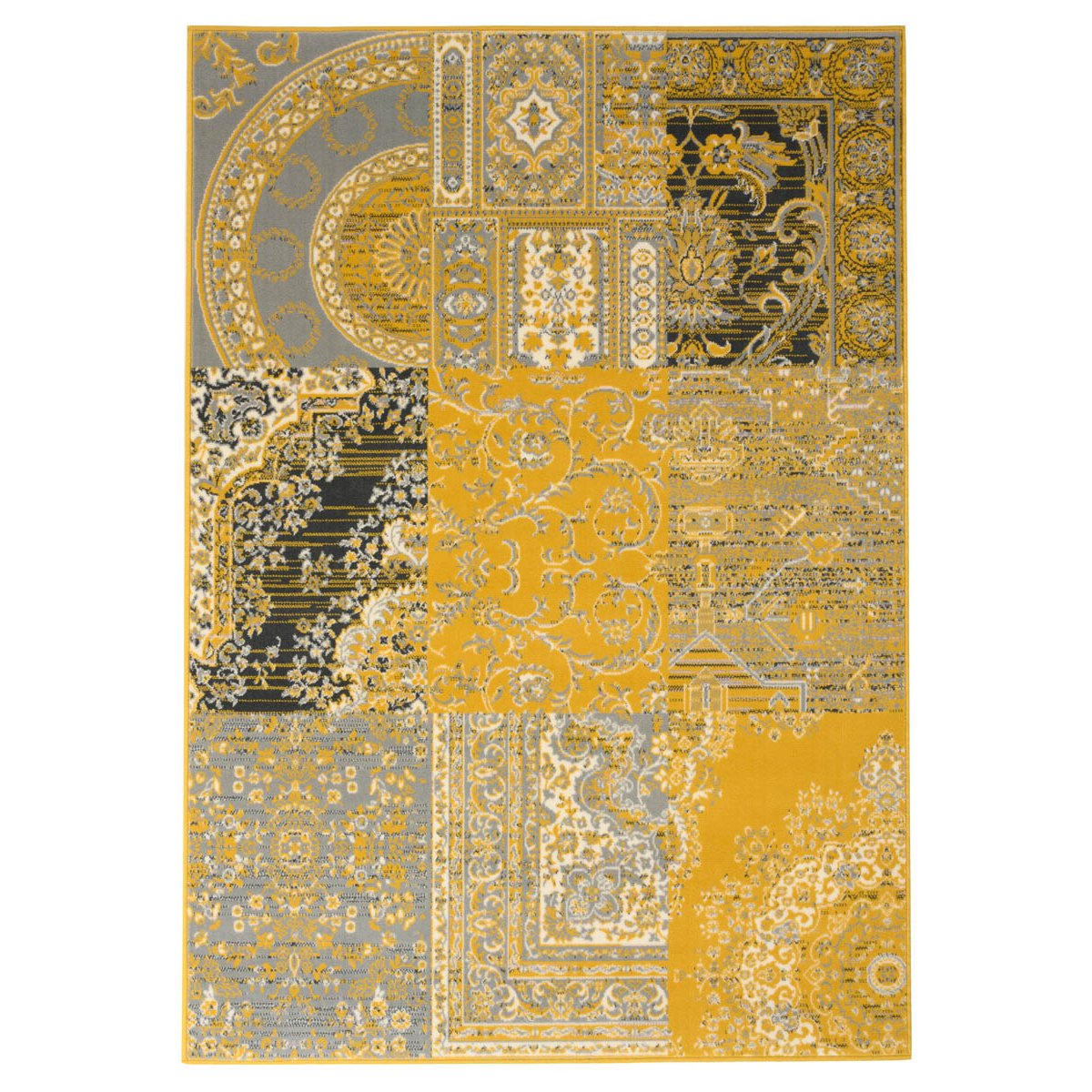 Tapeso Vloerkleed patchwork - Ease Agatha okergeel - 160x230 cm