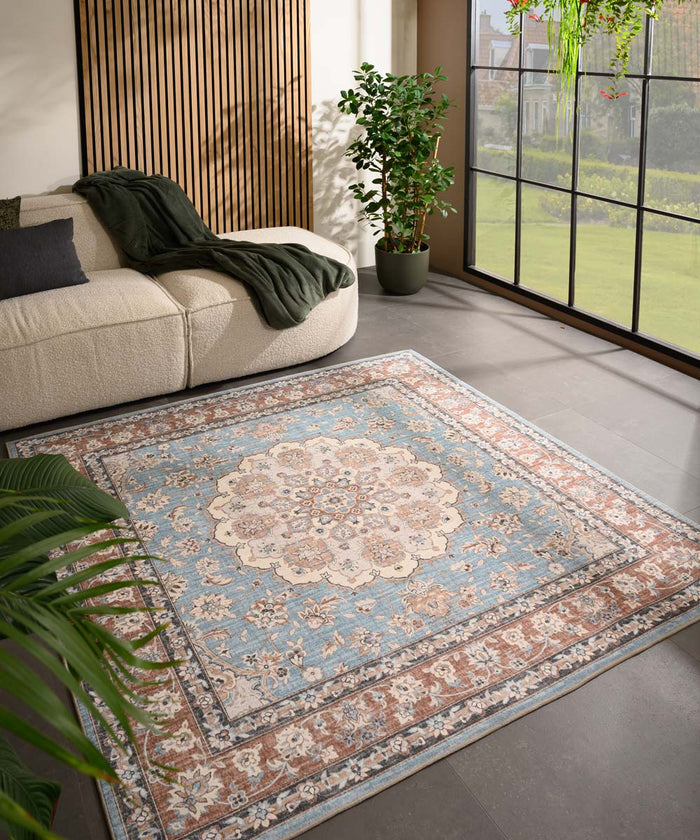 Heritaged Buitenkleed vierkant Vintage - Valenca Nova lichtblauw|beige