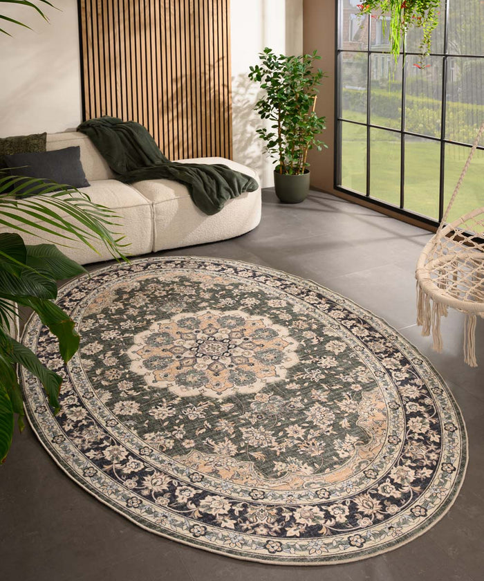 Heritaged Buitenkleed ovaal Vintage - Valenca Nova donkergroen -