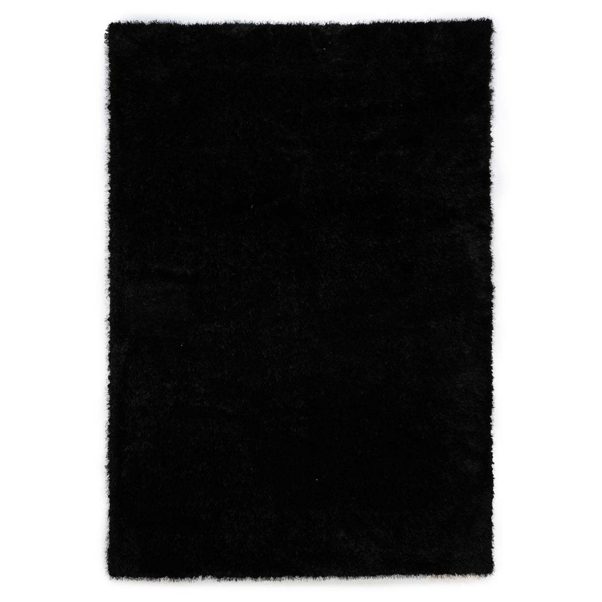 Tapeso Hoogpolig vloerkleed velvet - Posh zwart - 140x200 cm