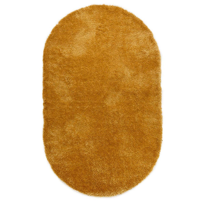 Tapeso Ovaal hoogpolig vloerkleed velvet - Posh goud - 120x180 cm