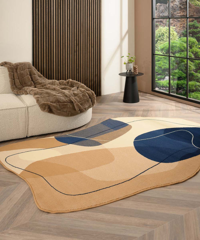 Tapeso Organisch vloerkleed - Ease Stone blauw - 200x300 cm