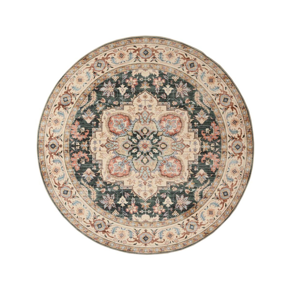Heritaged Rond Vintage buitenkleed - Valenca Fino groen|rood - 230 cm