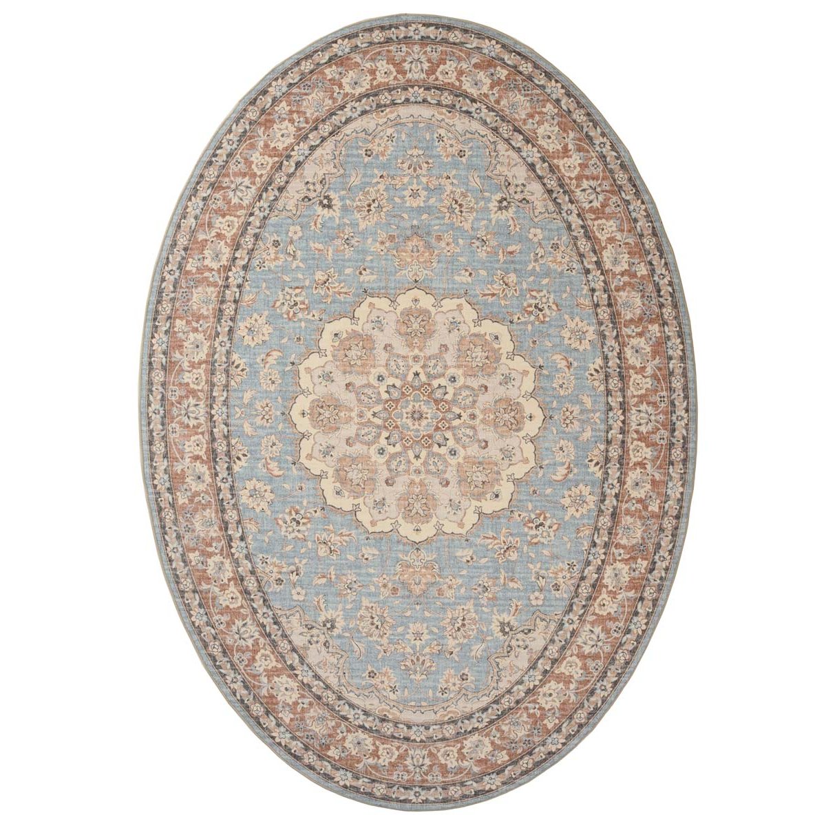 Heritaged Buitenkleed ovaal Vintage - Valenca Nova lichtblauw|beige -