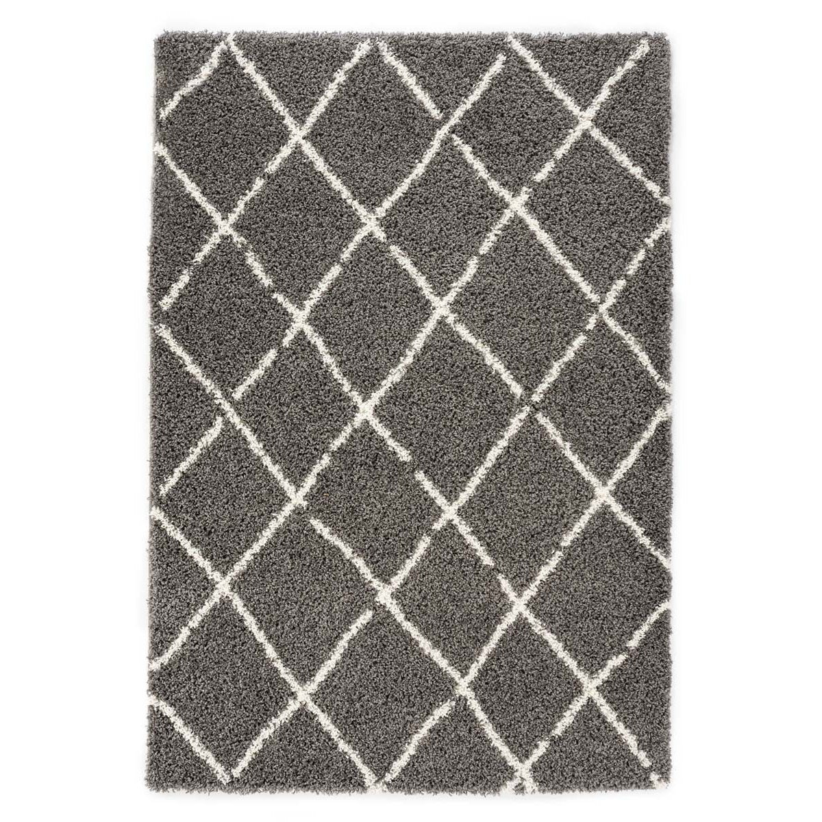 Boho&me Hoogpolig vloerkleed ruiten Habitat - grijs|wit - 280x380 cm