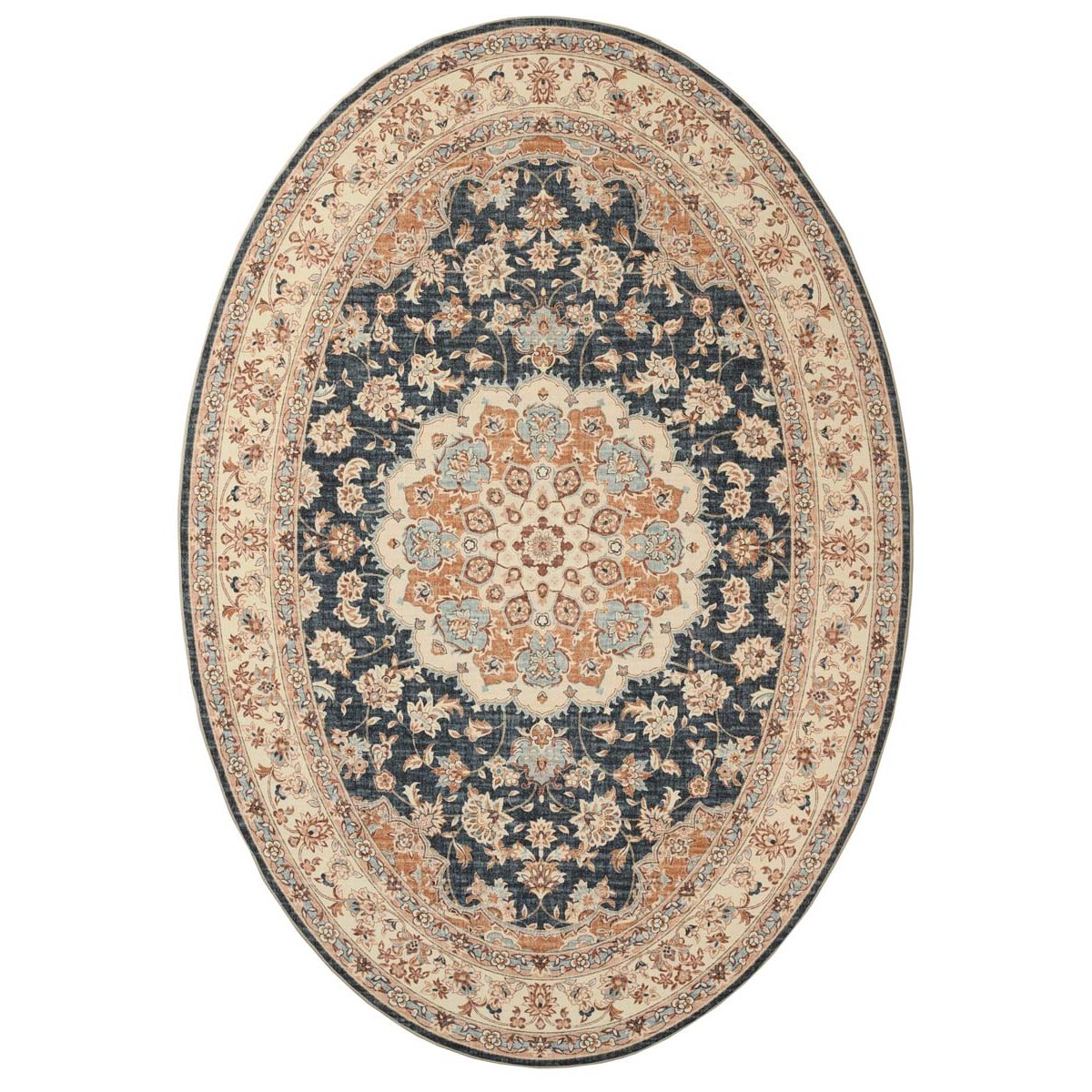 Heritaged Buitenkleed ovaal Vintage - Valenca Nova goud|blauw - 80x150