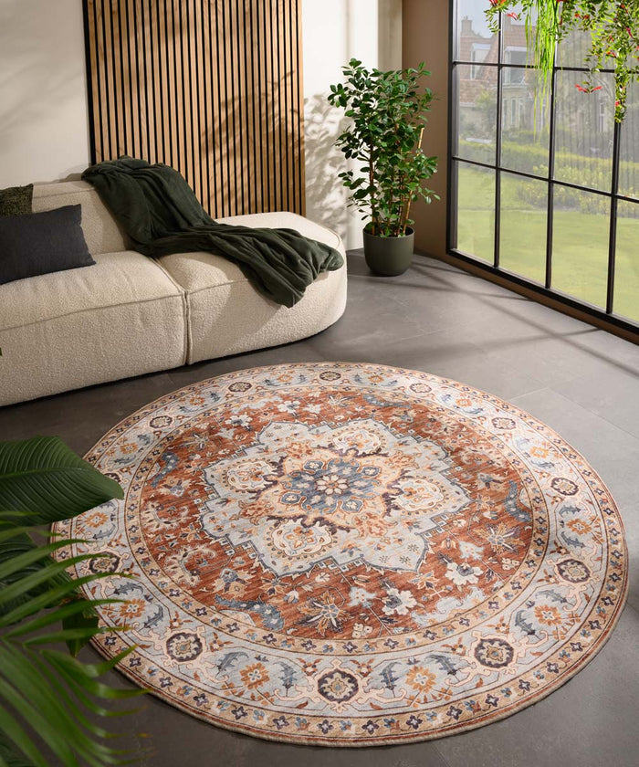 Heritaged Rond Vintage buitenkleed - Valenca Fino terracotta - 115 cm