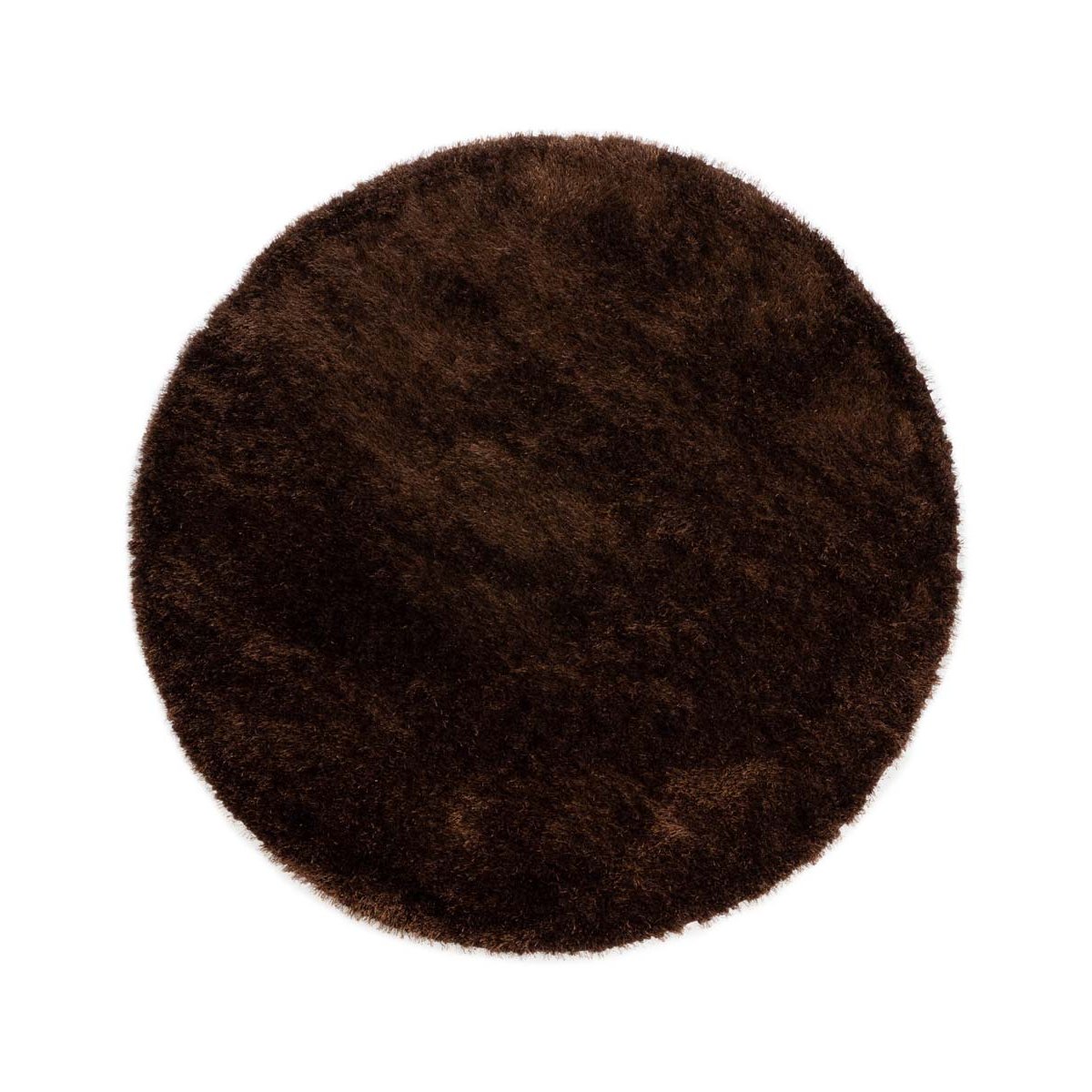 Tapeso Rond hoogpolig vloerkleed velvet - Posh donkerbruin - 80 cm