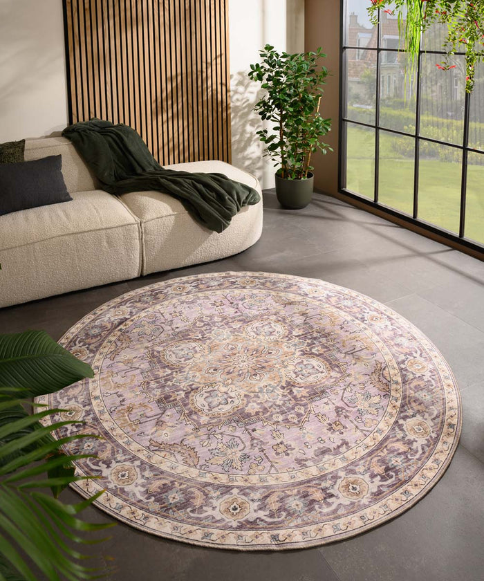 Heritaged Rond Vintage buitenkleed - Valenca Fino paars|roze - 230 cm