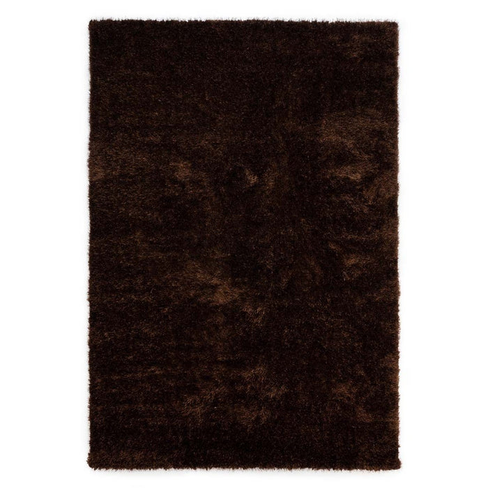 Tapeso Hoogpolig vloerkleed velvet - Posh donkerbruin - 120x180 cm