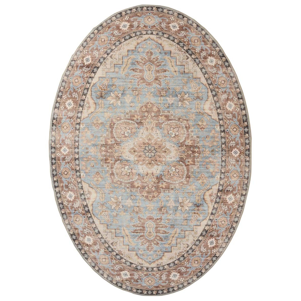 Heritaged Buitenkleed ovaal Vintage - Valenca Fino lichtblauw - 80x150