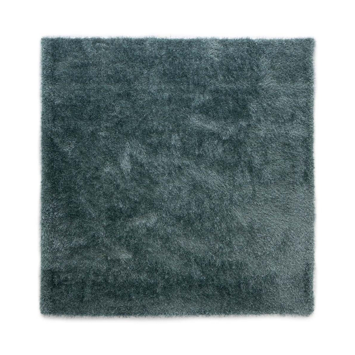 Tapeso Vierkant hoogpolig vloerkleed velvet - Posh blauw - 120x120 cm