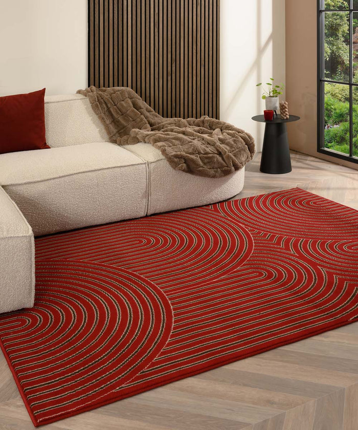Tapeso Japandi vloerkleed - Ease Akira rood - 160x230 cm