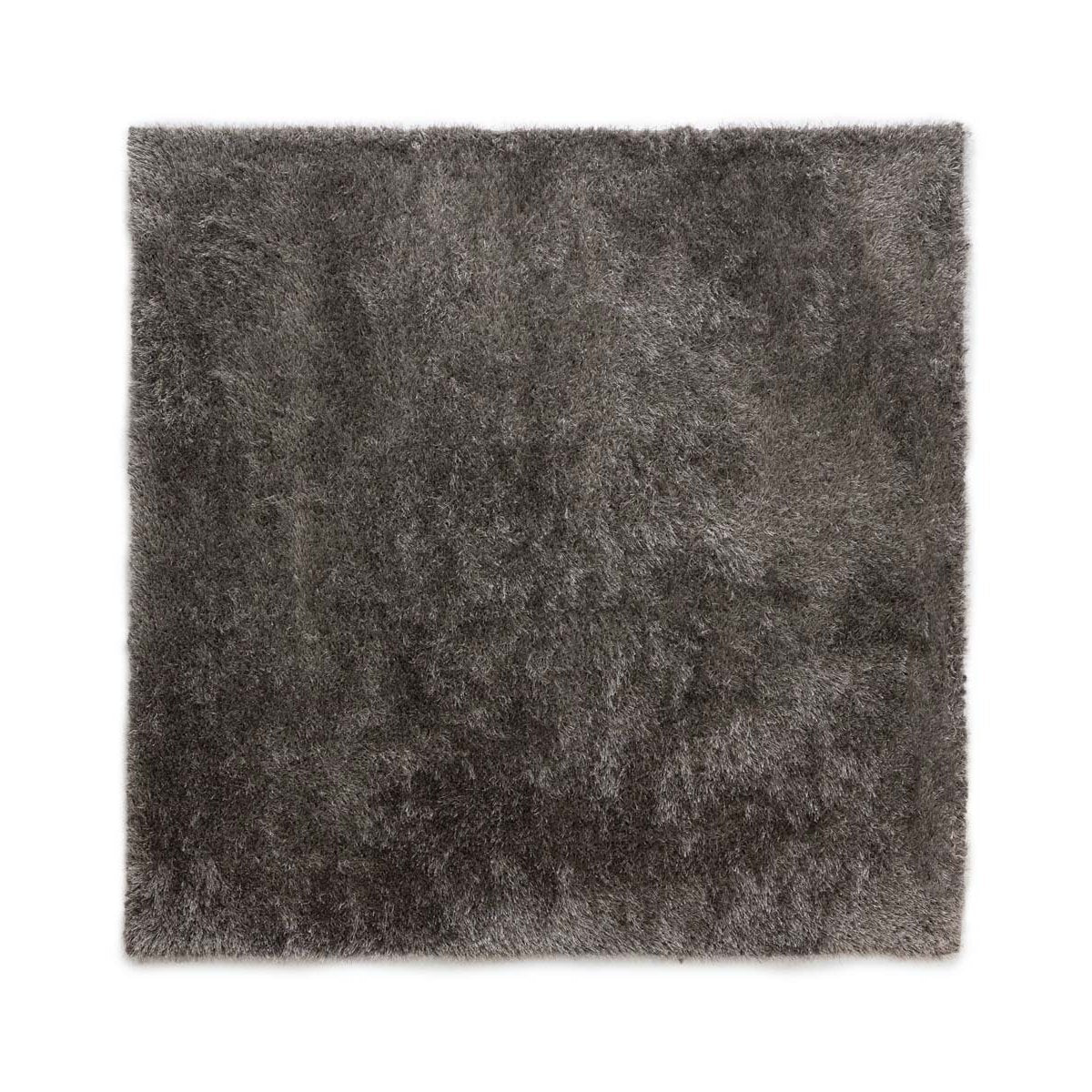 Tapeso Vierkant hoogpolig vloerkleed velvet - Posh grijs - 120x120 cm