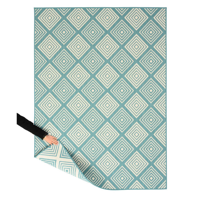 Tapeso Buitenkleed ruit - Flip Gem turquoise - 200x280 cm