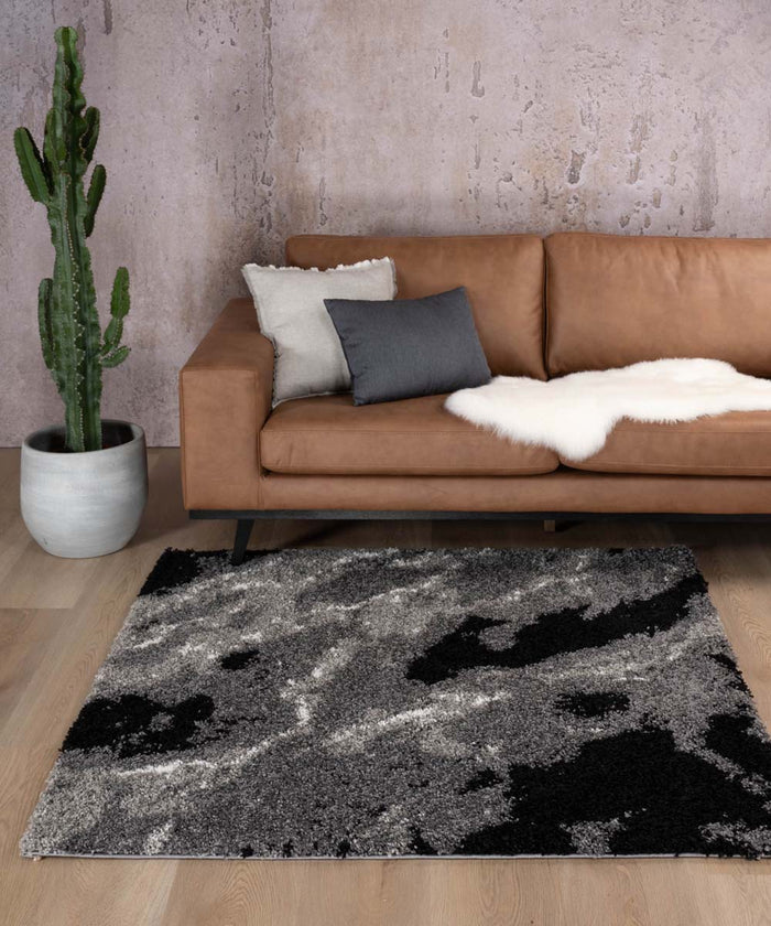 Boho&me Vierkant hoogpolig vloerkleed Marble Artisan - grijs - 280x280