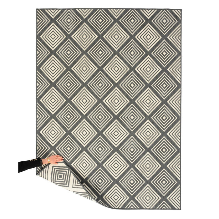 Tapeso Buitenkleed ruit - Flip Gem grijs - 160x220 cm