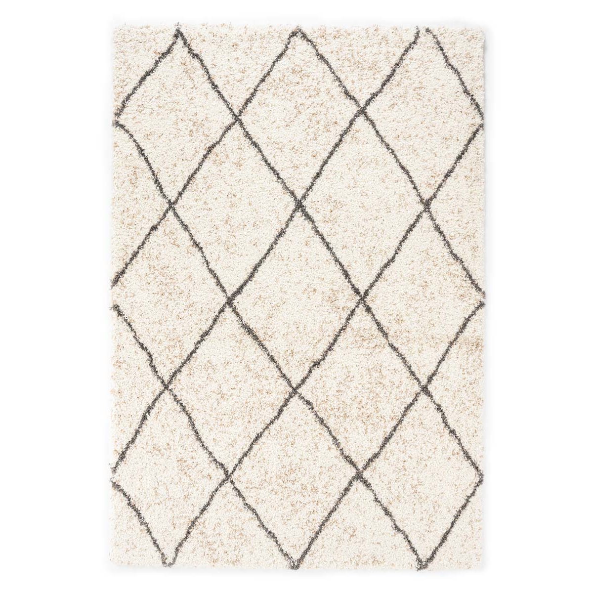 Boho&me Hoogpolig vloerkleed geruit Artisan - wit|grijs - 280x380 cm