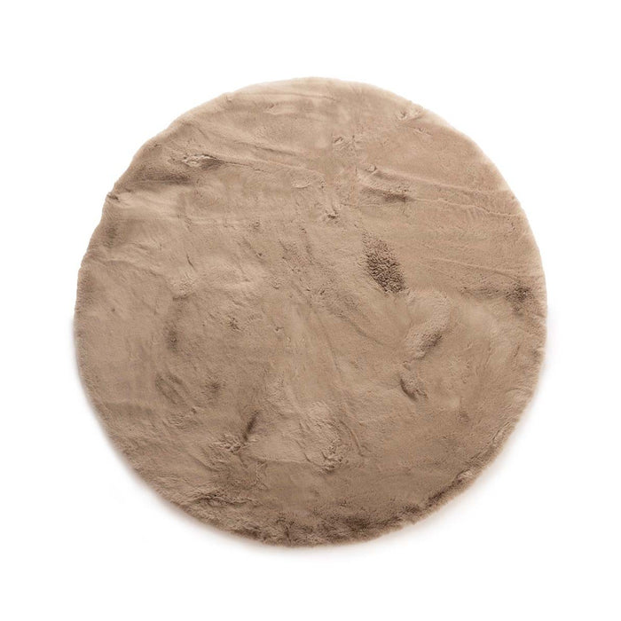 Tapeso Fluffy vloerkleed rond - Comfy Deluxe taupe - 100 cm