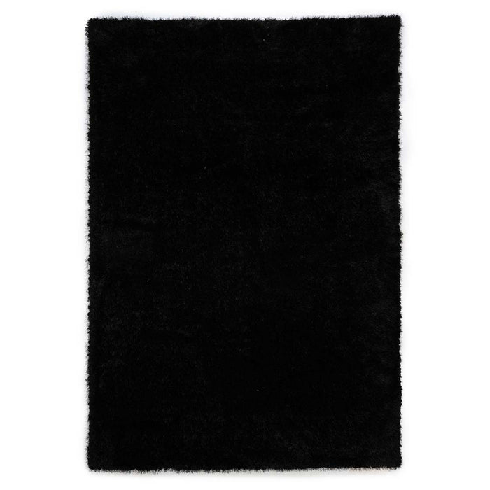 Tapeso Hoogpolig vloerkleed velvet - Posh zwart - 240x340 cm