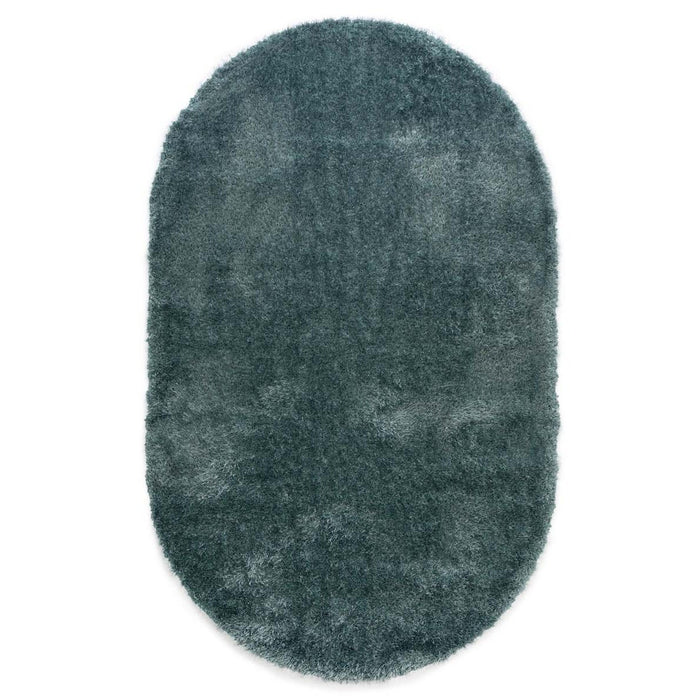 Tapeso Ovaal hoogpolig vloerkleed velvet - Posh blauw - 150x240 cm