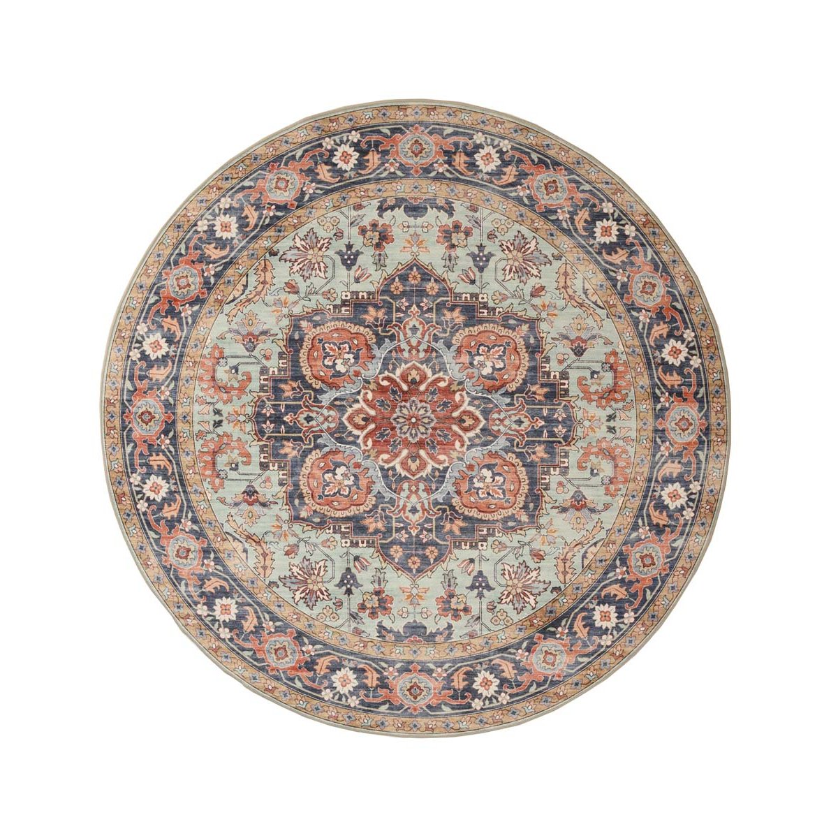 Heritaged Rond Vintage buitenkleed - Valenca Fino groen|blauw - 115 cm