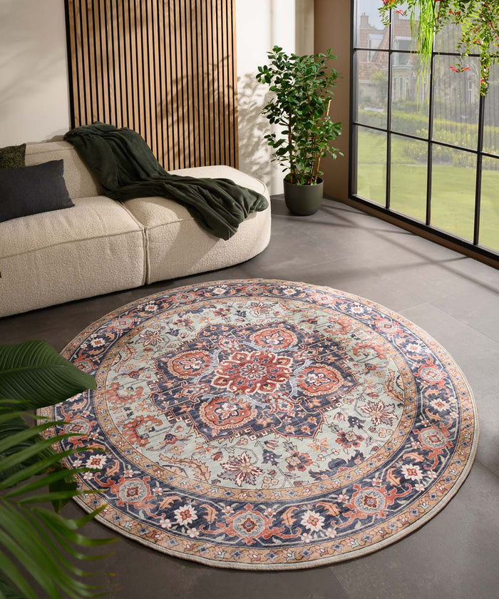 Heritaged Rond Vintage buitenkleed - Valenca Fino groen|blauw - 115 cm