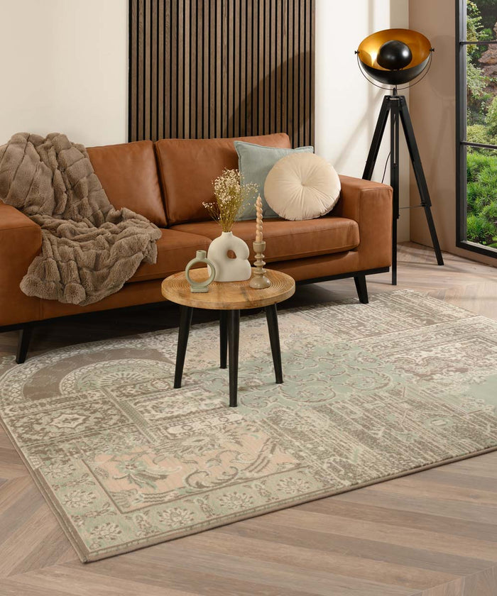 Tapeso Vloerkleed patchwork - Ease Agatha zachtgroen - 190x280 cm