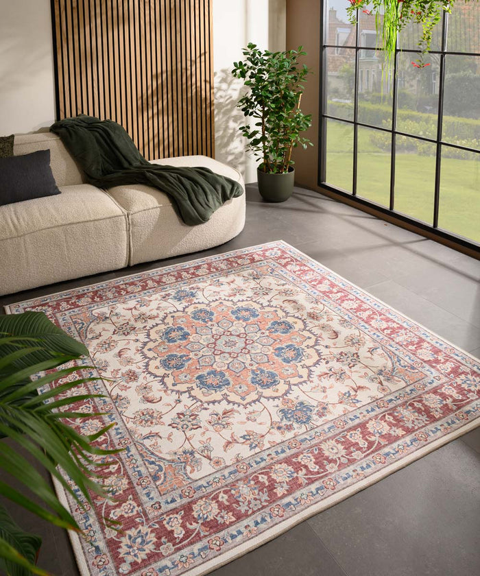 Heritaged Buitenkleed vierkant Vintage - Valenca Nova crème|rood -