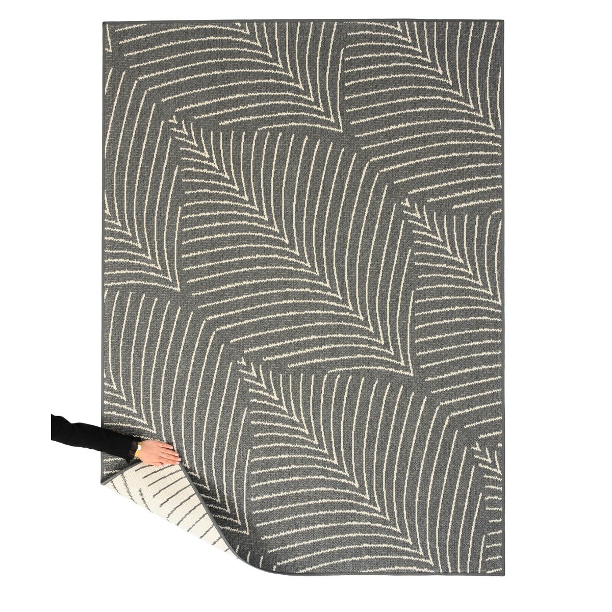 Tapeso Buitenkleed bladeren - Flip Leaf grijs - 160x220 cm