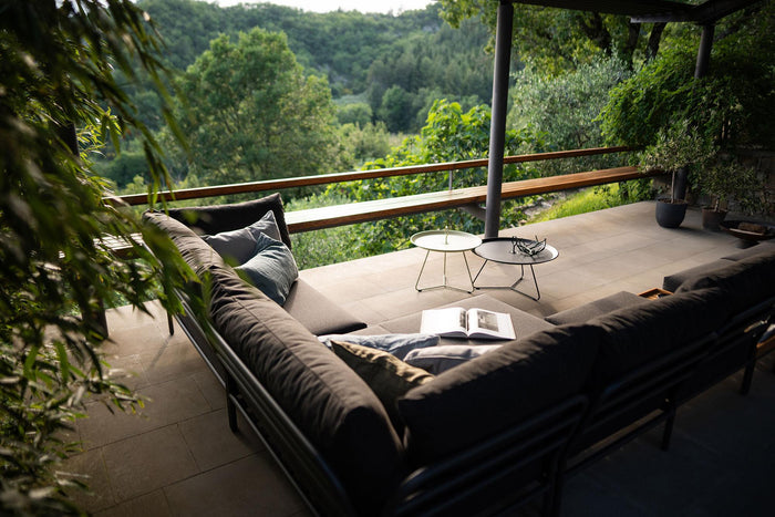 Houe Level2 Cozy Corner loungebank rechts frame wit stof Ash