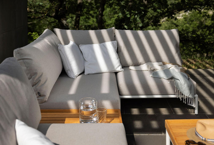 Houe Level2 linker hoek 2-zits loungebank frame wit stof Alpine