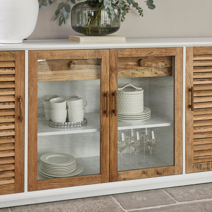 Rivièra Maison - Lake Sideboard in gerecycled eikenhout en glas, 194x44x85 cm