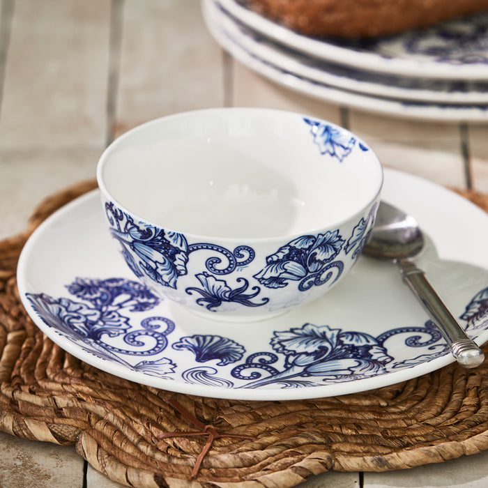 Riviera Maison Kom rond Blauw, Wit - Amalfi Schaaltje - Porselein