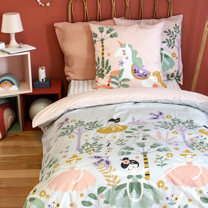 sweeek - Omkeerbare dekbedset 1-persoons met eenhoorn | dans thema 140