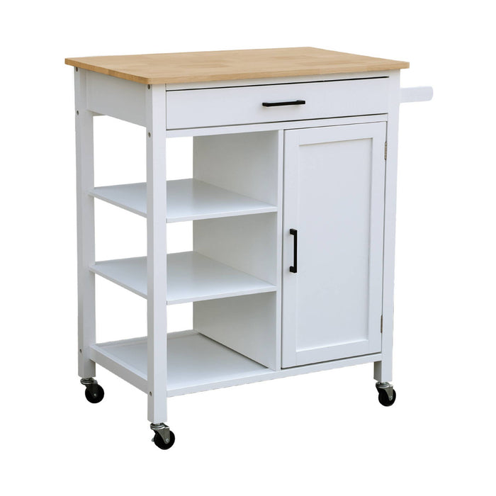 sweeek - keukentrolley van rubberhout met handvat