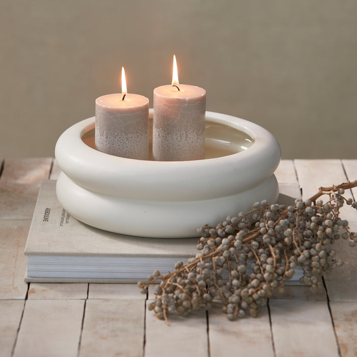 Riviera Maison Decoratieschaal Wit - Loivre Schaal dubbel - Porselein