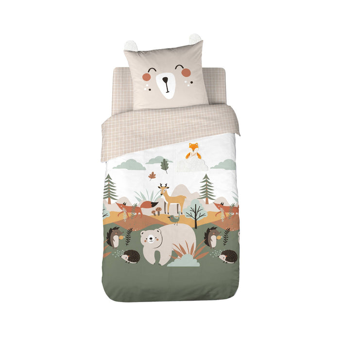sweeek - Omkeerbare dekbedovertrek 1-persoons herfstbos print