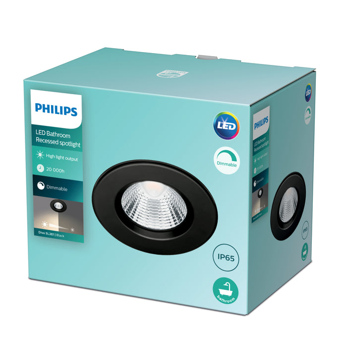 Philips Dive badkamer inbouwspot -  zwart - 5 W - 1 pack