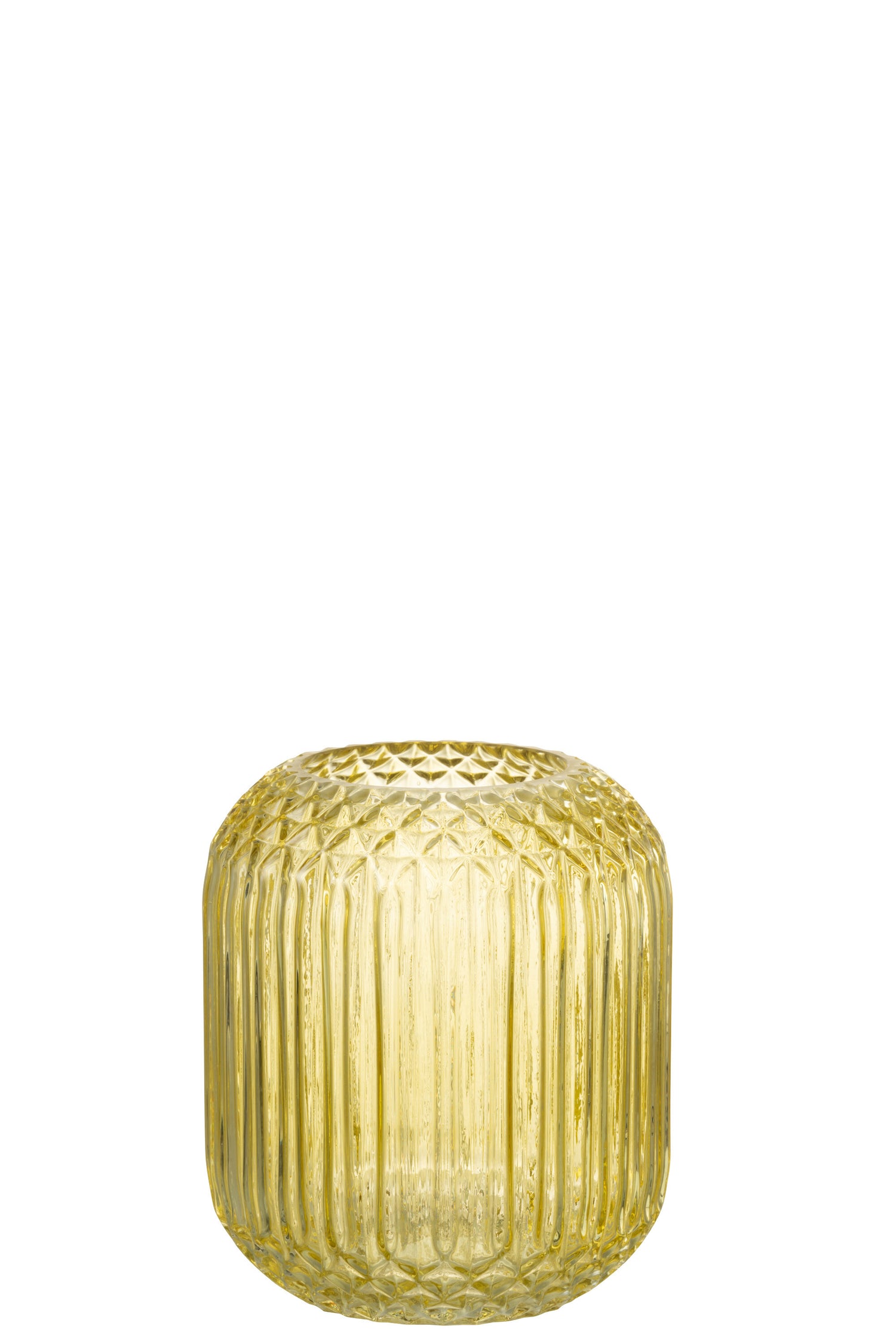 J-Line vaas Recht Geslepen - glas - geel - small - Ø 14.5 cm
