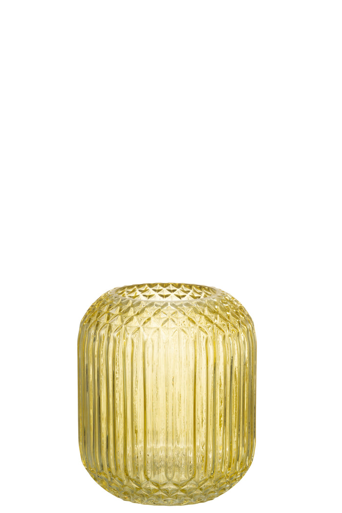 J-Line vaas Recht Geslepen - glas - geel - small - Ø 14.5 cm