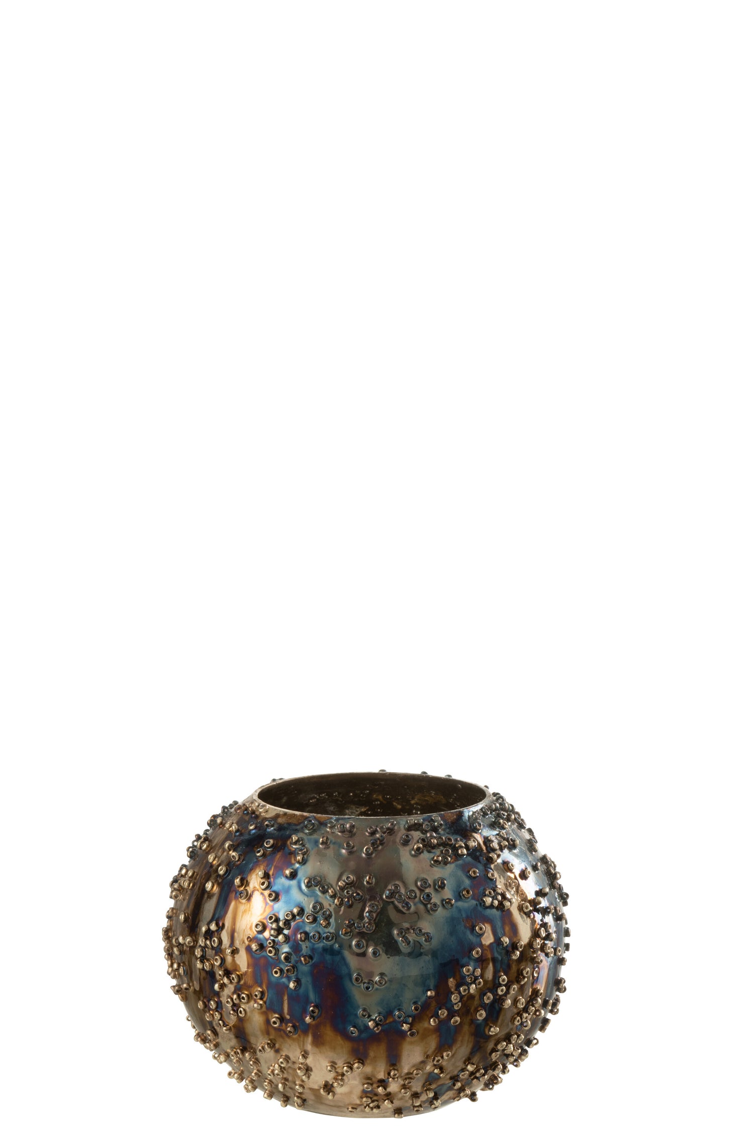 J-Line theelichthouder Lise - glas - bruin|goud - small