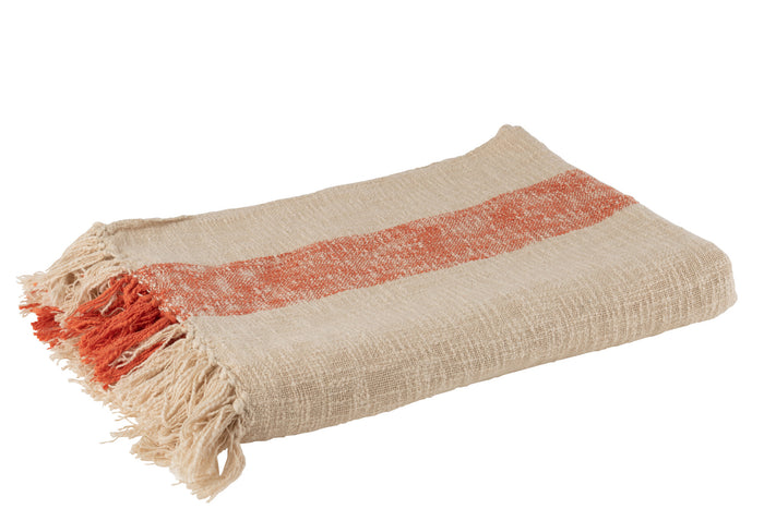 J-Line Plaid Emma - katoen - oranje - 210 x 140 cm