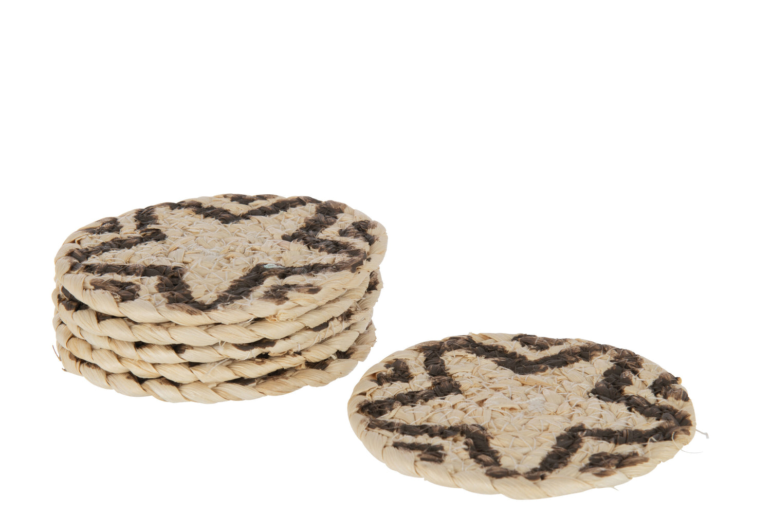 J-Line onderzetter Rond Ster - jute - naturel|bruin - 6 stuks